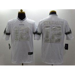 Cowboys #12 Roger Staubach White Men's Stitched NFL Limited Platinum Jersey