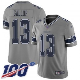 Cowboys #13 Michael Gallup Gray Men's Stitched NFL Limited Inverted Legend 100th Season Jersey