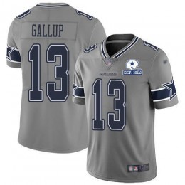 Cowboys #13 Michael Gallup Gray Men's Stitched With Established In 1960 Patch NFL Limited Inverted Legend Jersey