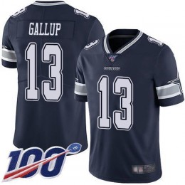 Cowboys #13 Michael Gallup Navy Blue Team Color Men's Stitched NFL 100th Season Vapor Limited Jersey