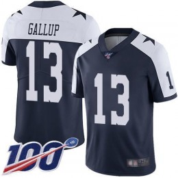 Cowboys #13 Michael Gallup Navy Blue Thanksgiving Men's Stitched NFL 100th Season Vapor Throwback Limited Jersey