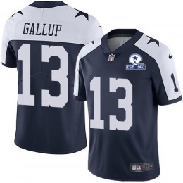 Cowboys #13 Michael Gallup Navy Blue Thanksgiving Men's Stitched With Established In 1960 Patch NFL Vapor Untouchable Limited Throwback Jersey