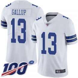 Cowboys #13 Michael Gallup White Men's Stitched NFL 100th Season Vapor Limited Jersey
