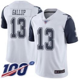 Cowboys #13 Michael Gallup White Men's Stitched NFL Limited Rush 100th Season Jersey