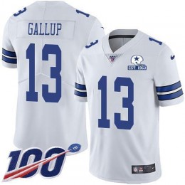 Cowboys #13 Michael Gallup White Men's Stitched With Established In 1960 Patch NFL 100th Season Vapor Untouchable Limited Jersey