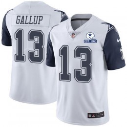 Cowboys #13 Michael Gallup White Men's Stitched With Established In 1960 Patch NFL Limited Rush Jersey