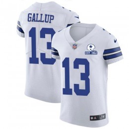 Cowboys #13 Michael Gallup White Men's Stitched With Established In 1960 Patch NFL New Elite Jersey