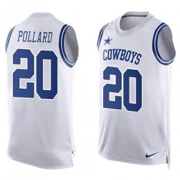Cowboys #20 Tony Pollard White Men's Stitched NFL Limited Tank Top Jersey