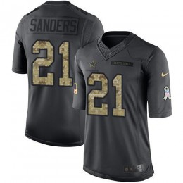 Cowboys #21 Deion Sanders Black Men's Stitched NFL Limited 2016 Salute To Service Jersey