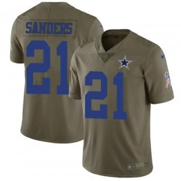Cowboys #21 Deion Sanders Olive Men's Stitched NFL Limited 2017 Salute To Service Jersey