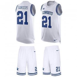 Cowboys #21 Deion Sanders White Men's Stitched NFL Limited Tank Top Suit Jersey