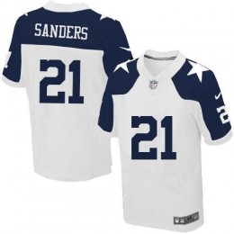 Cowboys #21 Deion Sanders White Thanksgiving Men's Stitched NFL Throwback Elite Jersey