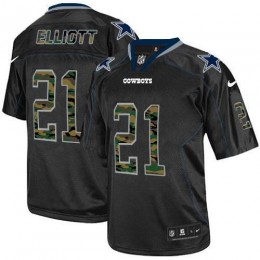 Cowboys #21 Ezekiel Elliott Black Men's Stitched NFL Elite Camo Fashion Jersey