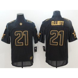 Cowboys #21 Ezekiel Elliott Black Men's Stitched NFL Elite Pro Line Gold Collection Jersey