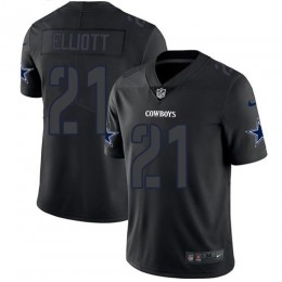 Cowboys #21 Ezekiel Elliott Black Men's Stitched NFL Limited Rush Impact Jersey
