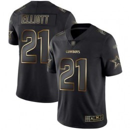 Cowboys #21 Ezekiel Elliott Black/Gold Men's Stitched NFL Vapor Untouchable Limited Jersey