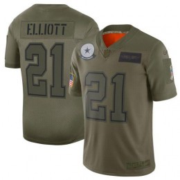 Cowboys #21 Ezekiel Elliott Camo Men's Stitched NFL Limited 2019 Salute To Service Jersey
