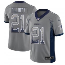 Cowboys #21 Ezekiel Elliott Gray Men's Stitched NFL Limited Rush Drift Fashion Jersey