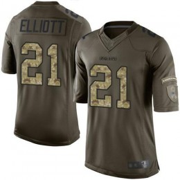 Cowboys #21 Ezekiel Elliott Green Men's Stitched NFL Limited 2015 Salute To Service Jersey