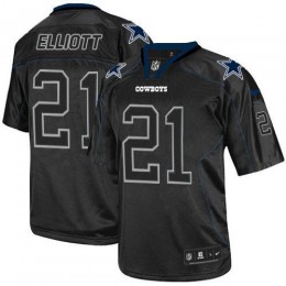 Cowboys #21 Ezekiel Elliott Lights Out Black Men's Stitched NFL Elite Jersey