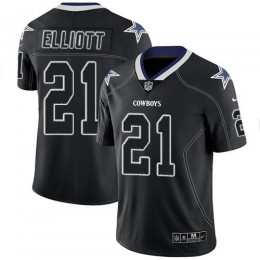 Cowboys #21 Ezekiel Elliott Lights Out Black Men's Stitched NFL Limited Rush Jersey