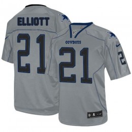 Cowboys #21 Ezekiel Elliott Lights Out Grey Men's Stitched NFL Elite Jersey