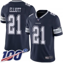 Cowboys #21 Ezekiel Elliott Navy Blue Team Color Men's Stitched NFL 100th Season Vapor Limited Jersey