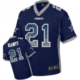 Cowboys #21 Ezekiel Elliott Navy Blue Team Color Men's Stitched NFL Elite Drift Fashion Jersey