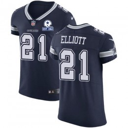 Cowboys #21 Ezekiel Elliott Navy Blue Team Color Men's Stitched With Established In 1960 Patch NFL Vapor Untouchable Elite Jersey