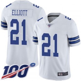 Cowboys #21 Ezekiel Elliott White Men's Stitched NFL 100th Season Vapor Limited Jersey
