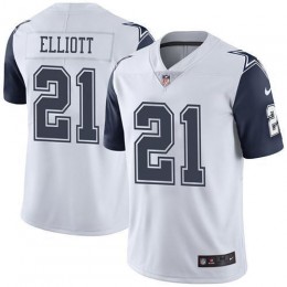 Cowboys #21 Ezekiel Elliott White Men's Stitched NFL Limited Rush Jersey