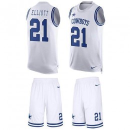Cowboys #21 Ezekiel Elliott White Men's Stitched NFL Limited Tank Top Suit Jersey