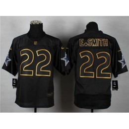 Cowboys #22 Emmitt Smith Black Gold No. Fashion Men's Stitched NFL Elite Jersey
