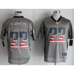 Cowboys #22 Emmitt Smith Grey Men's Stitched NFL Elite USA Flag Fashion Jersey