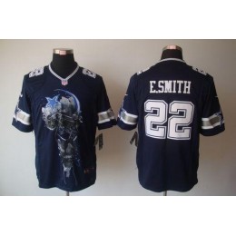 Cowboys #22 Emmitt Smith Navy Blue Team Color Men's Stitched NFL Helmet Tri-Blend Limited Jersey