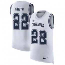 Cowboys #22 Emmitt Smith White Men's Stitched NFL Limited Rush Tank Top Jersey