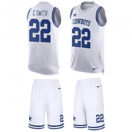 Cowboys #22 Emmitt Smith White Men's Stitched NFL Limited Tank Top Suit Jersey