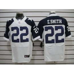 Cowboys #22 Emmitt Smith White Thanksgiving Throwback Men's Stitched NFL Elite Jersey
