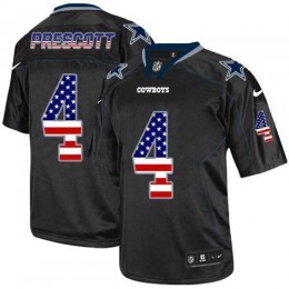Cowboys #4 Dak Prescott Black Men's Stitched NFL Elite USA Flag Fashion Jersey