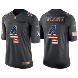Cowboys #4 Dak Prescott Black Men's Stitched NFL Limited USA Flag Salute To Service Jersey