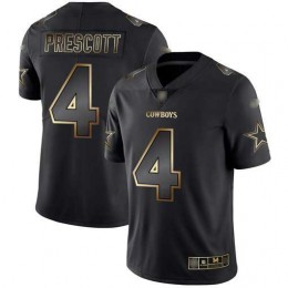 Cowboys #4 Dak Prescott Black/Gold Men's Stitched NFL Vapor Untouchable Limited Jersey
