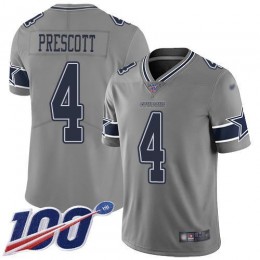 Cowboys #4 Dak Prescott Gray Men's Stitched NFL Limited Inverted Legend 100th Season Jersey