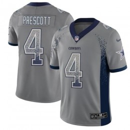 Cowboys #4 Dak Prescott Gray Men's Stitched NFL Limited Rush Drift Fashion Jersey