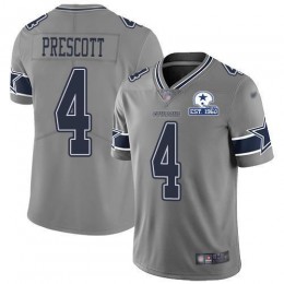 Cowboys #4 Dak Prescott Gray Men's Stitched With Established In 1960 Patch NFL Limited Inverted Legend Jersey