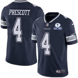 Cowboys #4 Dak Prescott Navy Blue Team Color Men's Stitched With Established In 1960 Patch NFL Vapor Untouchable Limited Jersey