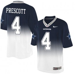 Cowboys #4 Dak Prescott Navy Blue/White Men's Stitched NFL Elite Fadeaway Fashion Jersey