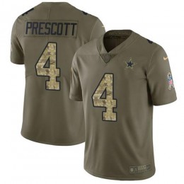 Cowboys #4 Dak Prescott Olive/Camo Men's Stitched NFL Limited 2017 Salute To Service Jersey