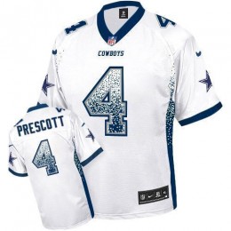 Cowboys #4 Dak Prescott White Men's Stitched NFL Elite Drift Fashion Jersey