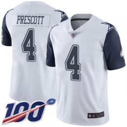 Cowboys #4 Dak Prescott White Men's Stitched NFL Limited Rush 100th Season Jersey