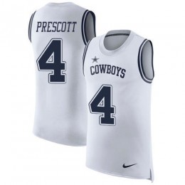 Cowboys #4 Dak Prescott White Men's Stitched NFL Limited Rush Tank Top Jersey